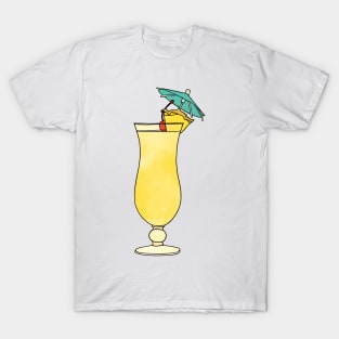 Pina Colada Watercolor Cocktail Drink T-Shirt